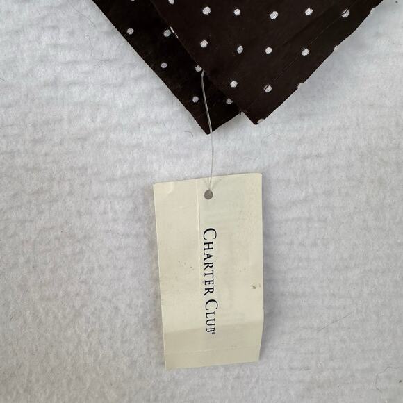 Charter Club Brown Polka Dot Tunic Blouse Womens L Peasant Boho Ruffle Twee Soft - Picture 9 of 12